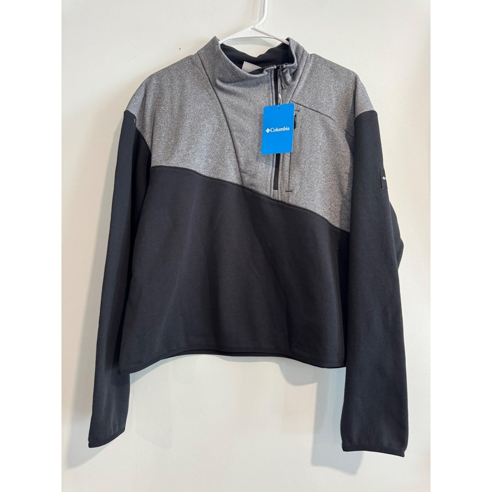 Columbia Lodge Hybrid Pullover Womens XL Black Grey Colorblock Quarter Zip